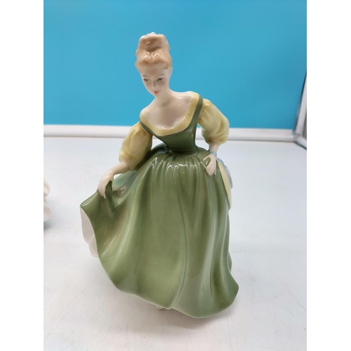 93 - Royal Doulton Lady Figure 'Fair Lady' HN2193 plus Goss Lady Figure 'Curtsey'. Tallest being 20cm.