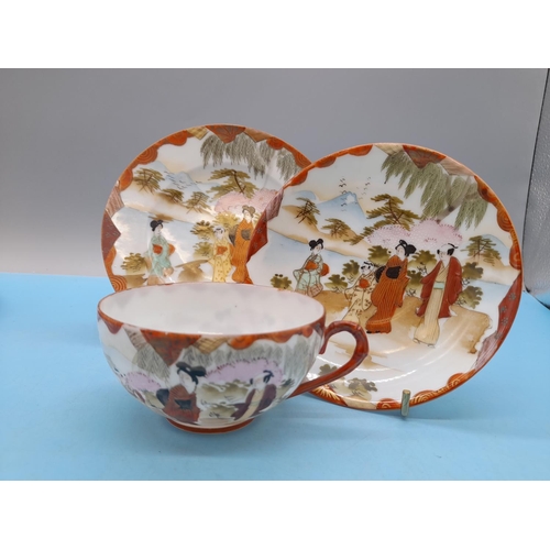 95 - Japanese Meiji Period Hand Painted Eggshell Porcelain Part Tea Set.