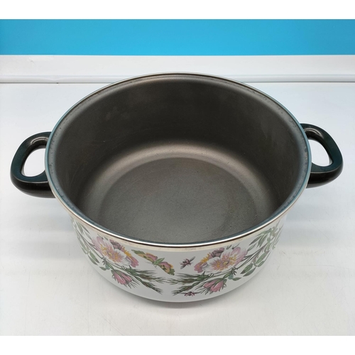 124 - Large Portmeirion Enamel Lidded Casserole Pan. 14cm High, 26cm Diameter.