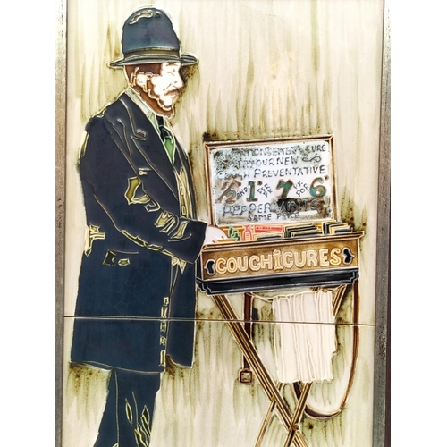 105 - Framed Maws Tile 'Street Trader' Picture. 44cm x 24cm.