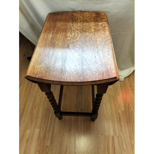 106 - Barley Twist Legged Drop Leaf Table. Closed 72cm High, 62cm x 42cm. Open 62cm x 92cm. Collection Onl... 