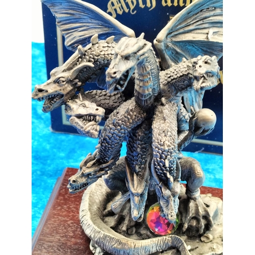 131 - Boxed Myth and Magic by Tudor Mint Pewter Dragon Figure 'The Seven Headed Dragon 3358' with Plinth 1... 