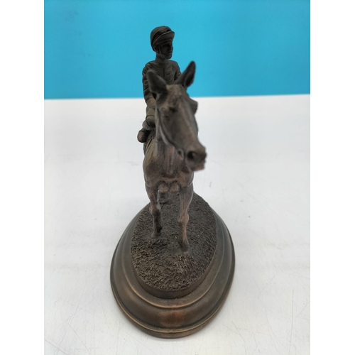 133 - Cold Cast Bronze Figure of Horse and Jockey by Richard Setton. 19cm High x 15cm.