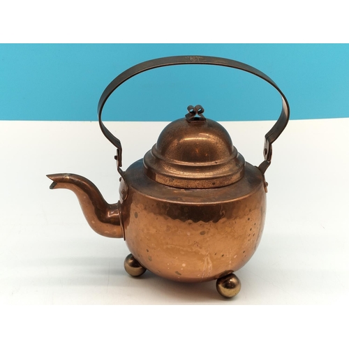 14 - Leksand Swedish Hand Beaten Copper Kettle. 21cm High x 22cm.