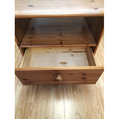 144 - Pine Bedside Table with 1 Drawer. 51cm High, 58cm x 48cm. Collection Only.