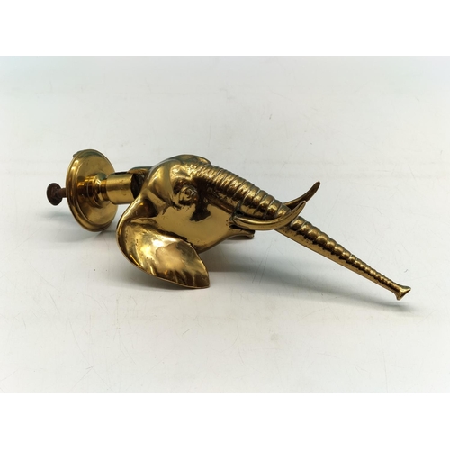 15 - Brass 'Elephant' Door Knocker. 24cm x 14cm.