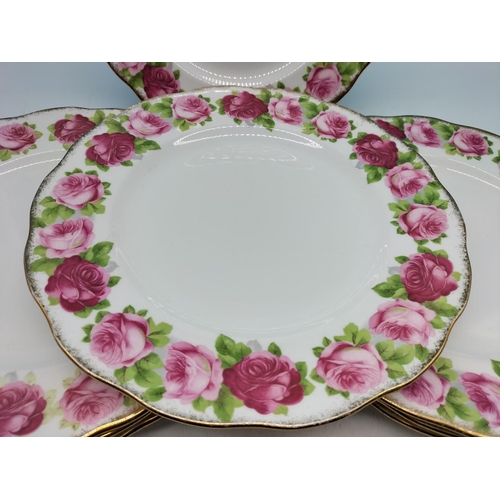 186 - Royal Albert 'Old English Rose' 26.5cm Dinner Plates (8). Used Condition.