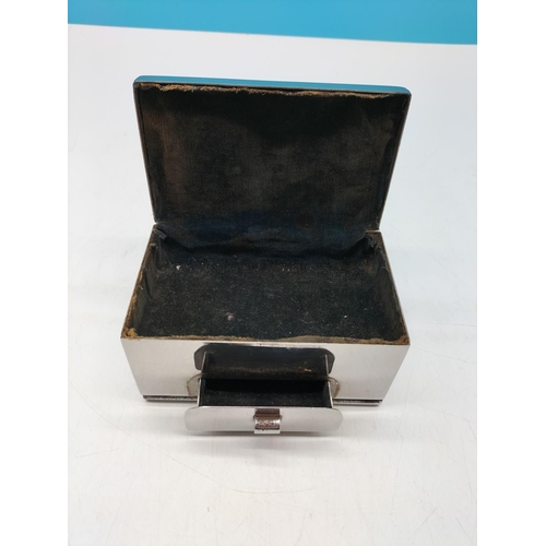 187 - 1930's Chrome Box. Lined. 9cm High, 13cm x 8cm.