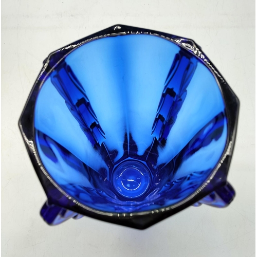 198 - Art Deco Cobalt Blue Glass Vase by Stolze Austria. 21cm High, 15cm Diameter.