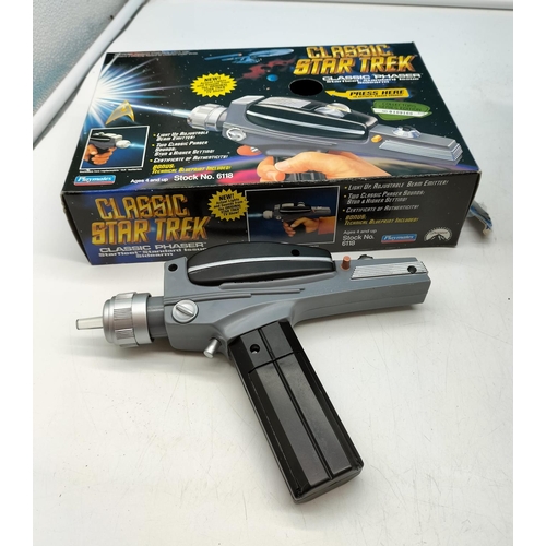 258 - Classic 1996 'Star Trek' Phaser in Original Box plus Wesco 'Star Trek Next Generation' Talking Alarm... 