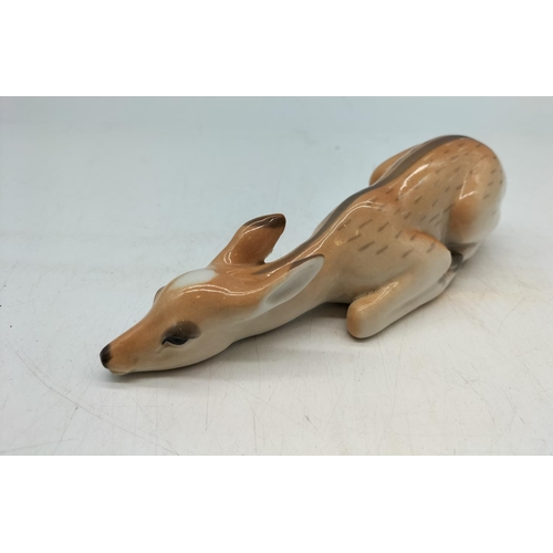 274 - USSR Pottery Figure of a Deer, Lying Down. 6cm High x 20cm long.