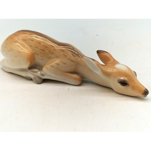 274 - USSR Pottery Figure of a Deer, Lying Down. 6cm High x 20cm long.