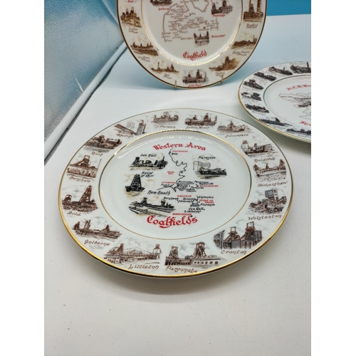 304 - Edwardian China 27cm 'Coalfields' Miners Plates (5) - Western Area, North Staffordshire, N.C.B Barns... 