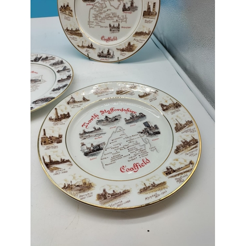 304 - Edwardian China 27cm 'Coalfields' Miners Plates (5) - Western Area, North Staffordshire, N.C.B Barns... 