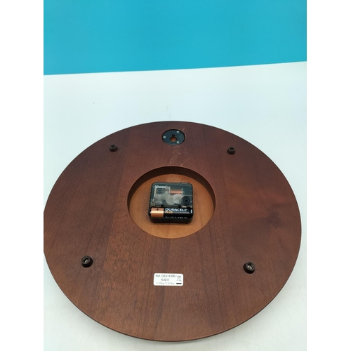 305 - Seiko Wall Clock in Station Clock Style with Wooden Surround. 32cm Diameter.