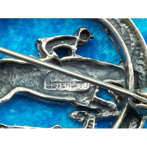 31 - Sterling Silver Brooch depicting Horse and Rider Jumping a Fence. Requires Clasp.