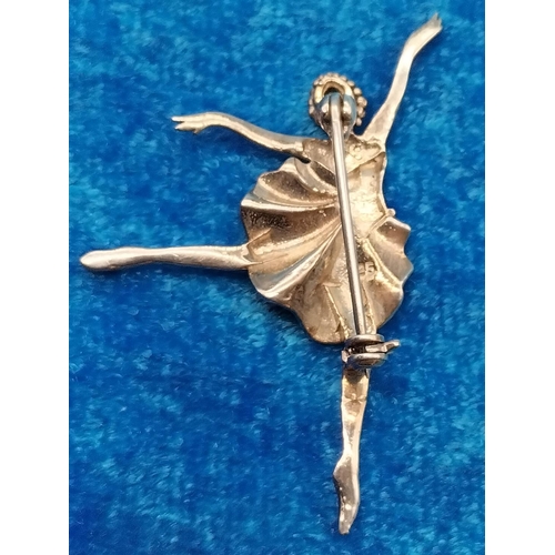 32 - 925 Silver 'Ballerina' Brooch set with Marcasite and Mother of Pearl.