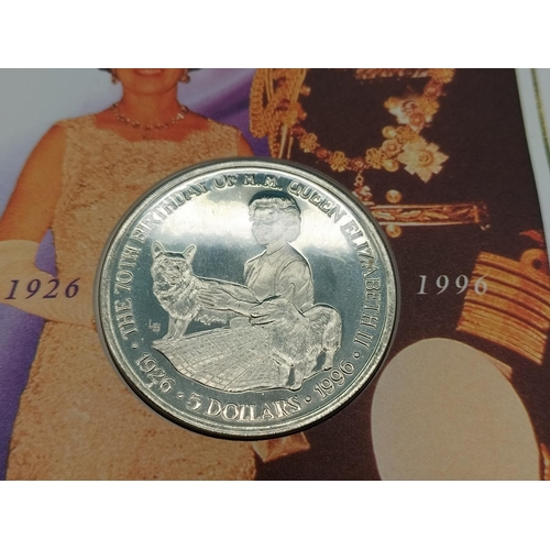 338 - Turks & Caicos Islands Queen Elizabeth II 70th Birthday Uncirculated 5 Dollars Commemorative Coin an... 