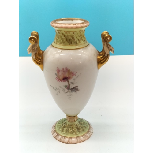 4 - Rudolstadt Porcelain (Germany) Hand Painted 24cm Twin Handled Vase. c1904-1924.