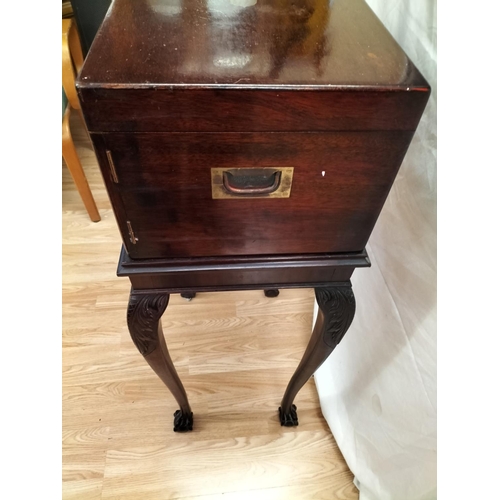 406 - 19th Century Cutlery Cabinet on Stand with Flush Brass Fittings complete with Cutlery. 102cm High, 4... 