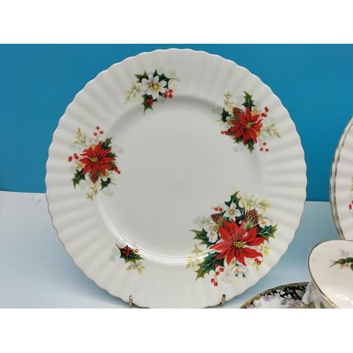 413 - Collection of Royal Albert China to include 'Concerto' Cake Plate, 'Prairie Rose' Cups (6), 'Poinset... 