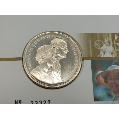 414 - 50th Golden Wedding Anniversary Queen Elizabeth II & Prince Philip Uncirculated £5 Commemorative Coi... 