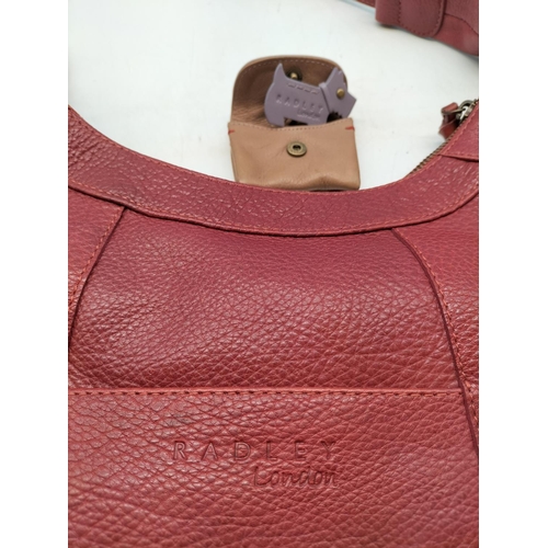 418 - Radley Red Leather Handbag. 37cm x 26cm x 10cm.