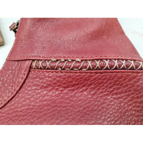 418 - Radley Red Leather Handbag. 37cm x 26cm x 10cm.