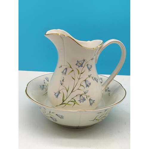 445 - Royal Winton Tiffany Harebell Jug and Bowl plus Aynsley Jug. Bowl measures 22cm High, 25cm Diameter.