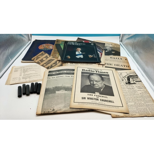 46 - Collection of Winston Churchill Memorabilia to include Newspapers of His Death, Medical Corp Letters... 