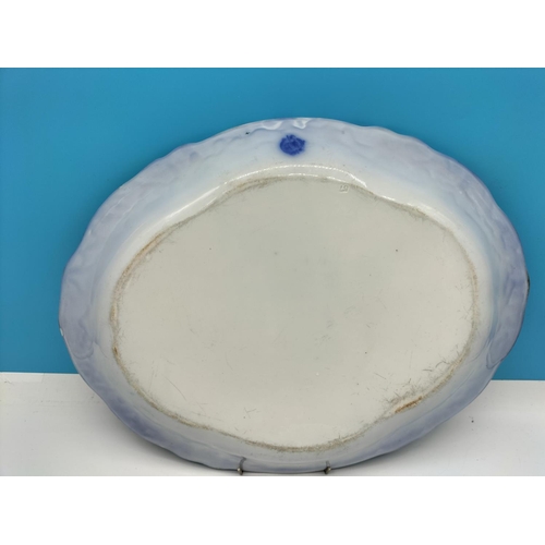 514 - Mid Victorian, possibly Burleigh Ware Flow Blue Meat Plate. 45cm x 35cm.