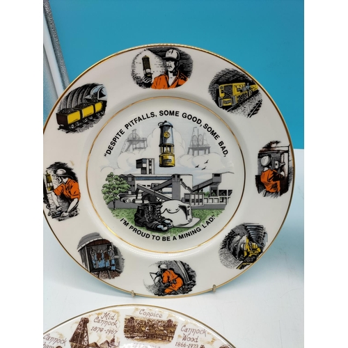 522 - China 27cm Miners Plates (4) - Cannock Chase (3) plus 'I'm Proud to be a Mining Lad'.