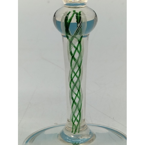 53 - Vintage Hand Blown Twist Stem Liqueur Glasses (6), to include Coloured Examples. 13cm Tall.