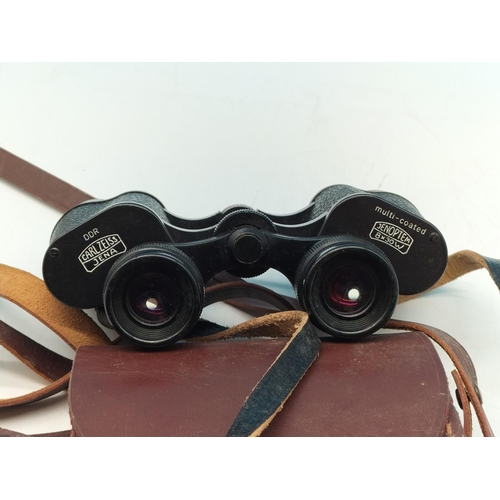 55 - Cased Binoculars With Carl Zeiss Jena 8 x 30w Lens, No 6206543. Good Condition.