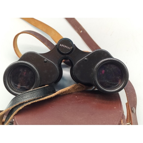 55 - Cased Binoculars With Carl Zeiss Jena 8 x 30w Lens, No 6206543. Good Condition.