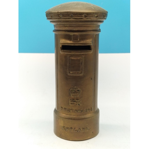 57 - Queen Elizabeth II 17cm Brass Money Post Box.