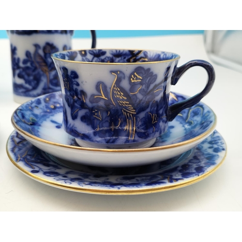 590 - Mason's Ironstone Blue and White Cups, Saucers, Side Plates, Jug and Sugar Bowl.