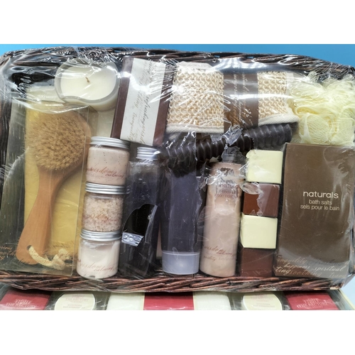 606 - Two Large Gift Sets to Incl. Grace Cole The Rectory Plus Naturals in a Wicker Gift Basket L48cm, W29... 