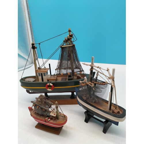 612 - Trawler/Fishing Boats (3). Largest 24cm High, 24cm x 6cm.