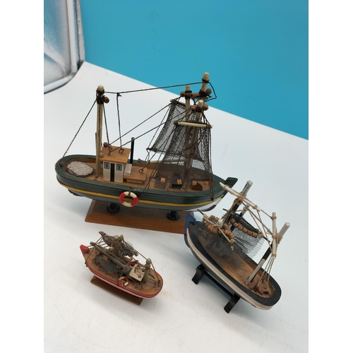 612 - Trawler/Fishing Boats (3). Largest 24cm High, 24cm x 6cm.