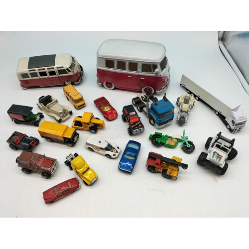 613 - Collection of Play Worn Toy Cars/Lorries to include a VW Campervan Lamp (requires rewire).