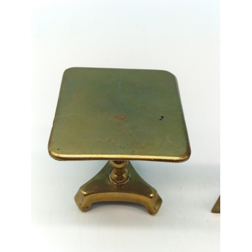 78 - 3 x Brass Tilt Top Style Trivets to include 'Home Sweet Home'. 1 A/F requires Tightening. 13cm High,... 