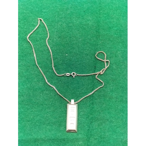 88 - Silver Ingot with 925 Silver Chain. 14.7 Grams.