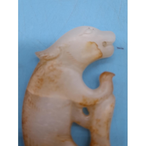 214 - 19th Century Carved Chinese Jade Figure/Pendant of a Bear. 8cm Long.