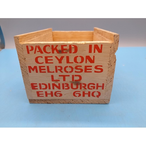 374 - Vintage 'Melrose of Edinburgh' Ceylon Tea Box. 18cm x 10cm x 12cm.