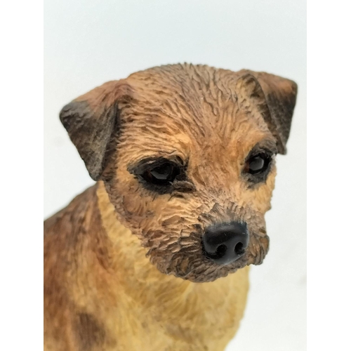 120A - Border Fine Arts 10cm Seated Border Terrier Figure DG31.