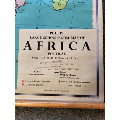 180 - Philips Large School Room Map of Africa. 172cm x 122cm. Slight Tear to Side.