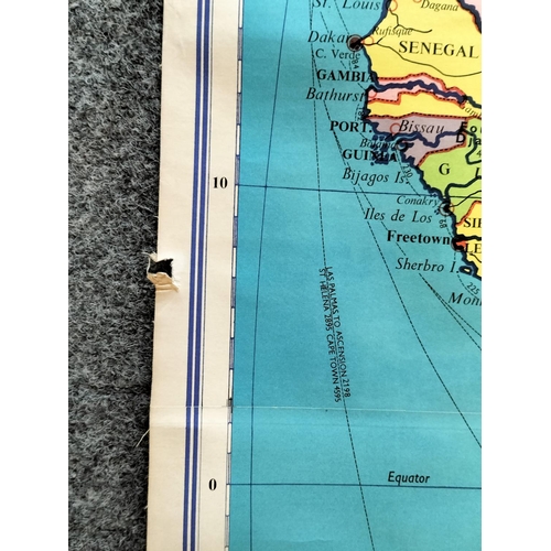 180 - Philips Large School Room Map of Africa. 172cm x 122cm. Slight Tear to Side.