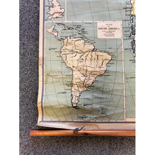 181 - Philips Large School Room Map of South America. 172cm x 122cm. Map Loose at Bottom, Mark on Map.