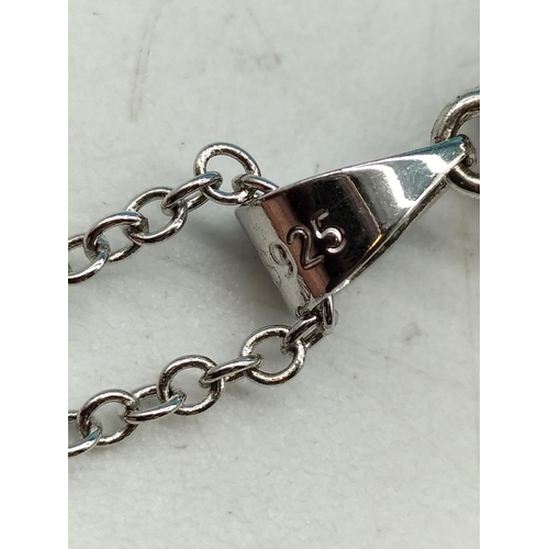 185A - 925 Silver Necklace with Amethyst Pendant plus Pair of Earrings.